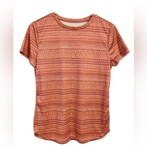 Ocean + Coast Active Top Size S Western Aztec Boho Pink Crewneck Short Sleeve